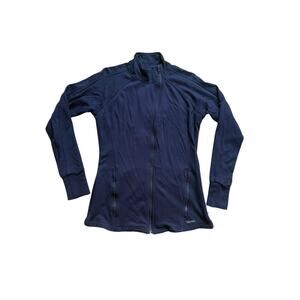 Jaanuu Women's Scrub‎ Jacket Full Zip Dark Blue Small Fitted Thumb Holes Soft